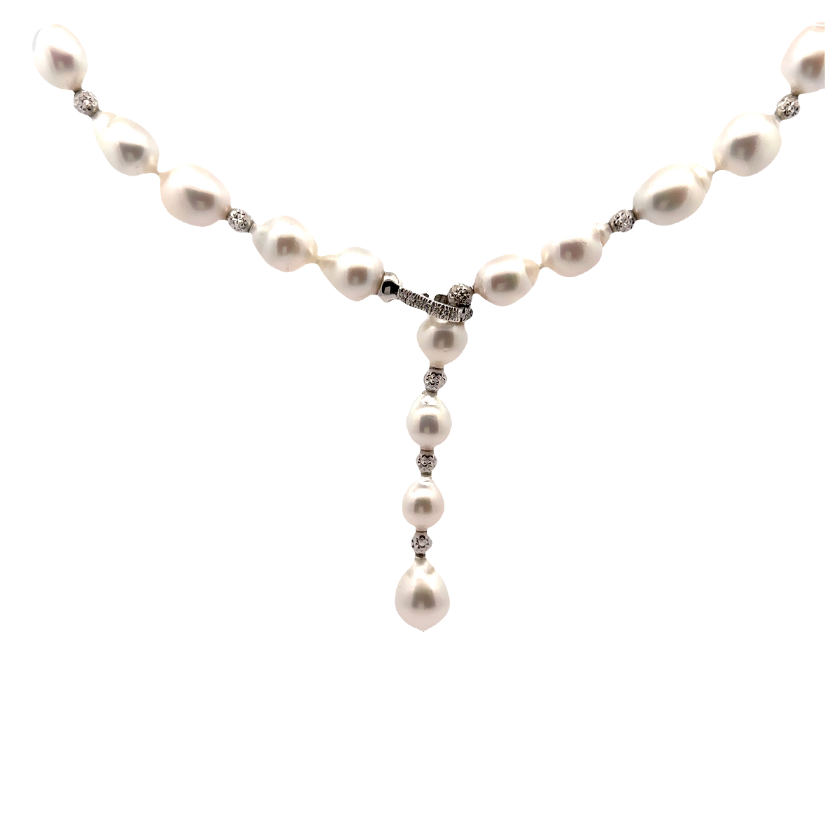 18K | South Sea Natural Pearl Necklace | 0.14 CT Diamond