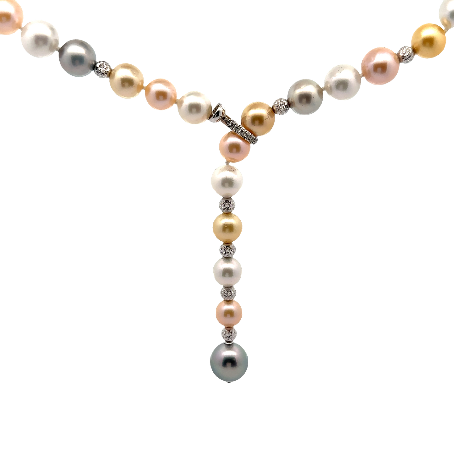 18K | Natural Color Tahitian Pearl Necklace | 0.14 CT Diamond