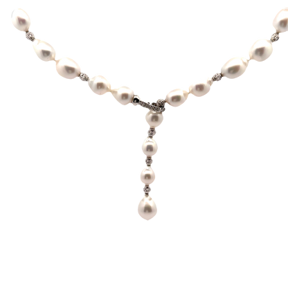18K | South Sea Natural Pearl Necklace | 0.14 CT Diamond